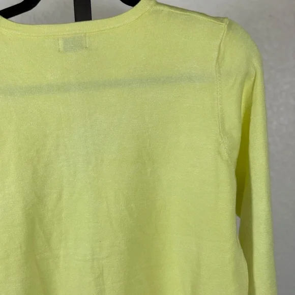 Vibrant Yellow V-Neck Cardigan L Soft Knit Button Down Layering Essential Chic - Picture 10 of 11